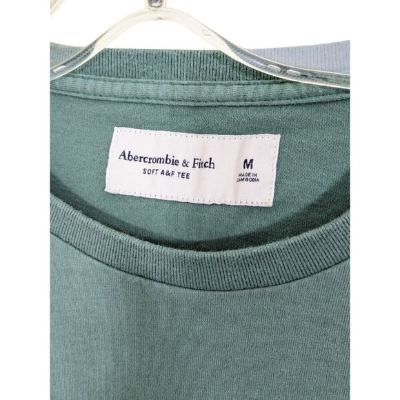 Abercrombie Fitch Soft AF Mens Top Med Olive Green Embossed Logo Long Sleeve - Picture 6 of 7